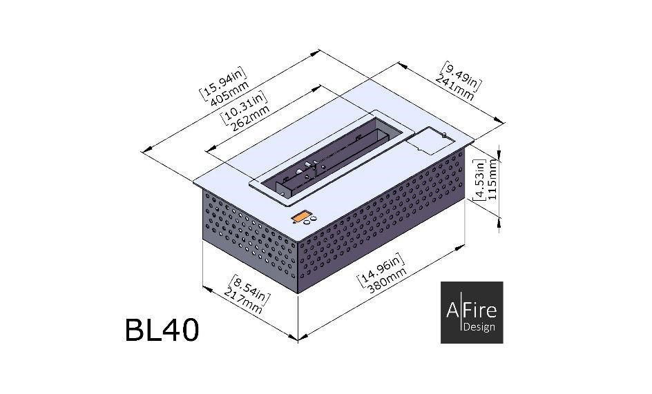 BL40 ethanol burner dimensions AFIRE